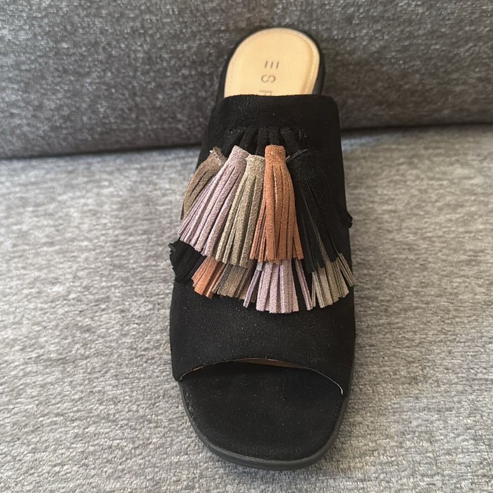 Esprit Billie Brown Tassel Mules slides Size 8M